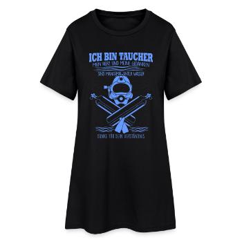 Ich bin Taucher, mein Herz + Gedanken... Geschenk - Frauen T-Shirt-Kleid - Schwarz - Vorne