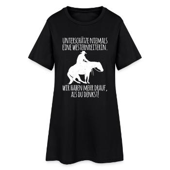Westernreiterin Spruch - Geschenk - Frauen T-Shirt-Kleid - Schwarz - Vorne