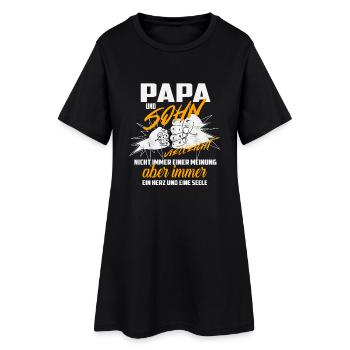 Papa und Sohn Partnerlook Vatertag Geschenkidee - Frauen T-Shirt-Kleid - Schwarz - Vorne