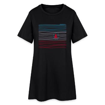 Boot in Wellen - Frauen T-Shirt-Kleid - Schwarz - Vorne