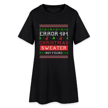 Error 404 Christmas sweater not found Ugly Sweater - Frauen T-Shirt-Kleid - Schwarz - Vorne