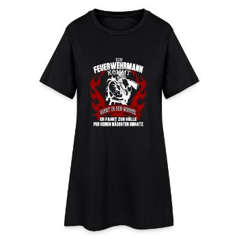 Feuerwehr - Frauen T-Shirt-Kleid - Schwarz - Vorne