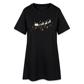 Christkind mit Schlitten am Sternenhimmel - Frauen T-Shirt-Kleid - Schwarz - Vorne