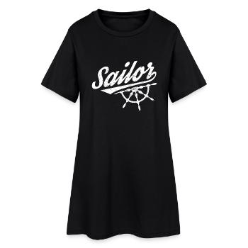 Voile drôle Sailing Marinière Sailor - Robe T-shirt Femme - noir - Devant