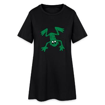 Grenouille, des grenouilles, vert, sautent, - Robe T-shirt Femme - noir - Devant