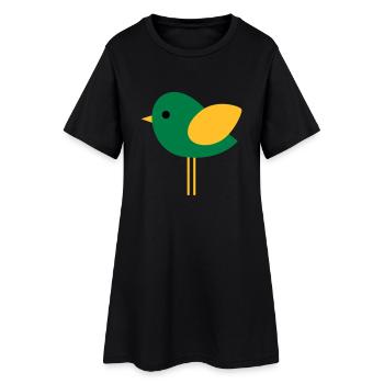 Vogel - Frauen T-Shirt-Kleid - Schwarz - Vorne