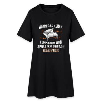Klavier - Wenn das Leben kompliziert .. - T-Shirt - Frauen T-Shirt-Kleid - Schwarz - Vorne