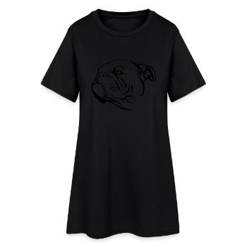Bulldog - Frauen T-Shirt-Kleid - Schwarz - Vorne