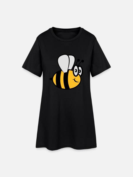 Biene witzig süss - Frauen T-Shirt-Kleid - Schwarz