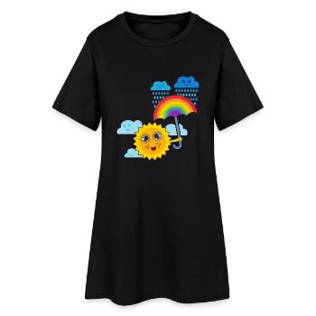 Soleil & arc-en-parapluie - Robe T-shirt Femme - noir - Devant