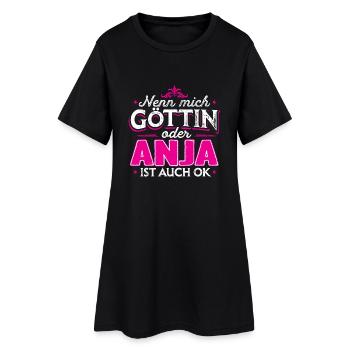 ANJA - Göttin - Frauen T-Shirt-Kleid - Schwarz - Vorne