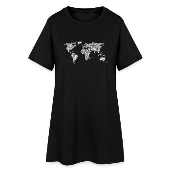 World Map White circles - Women’s T-Shirt Dress - black - Front