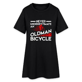 Never Underestimate Old Man with Bicycle - Frauen T-Shirt-Kleid - Schwarz - Vorne