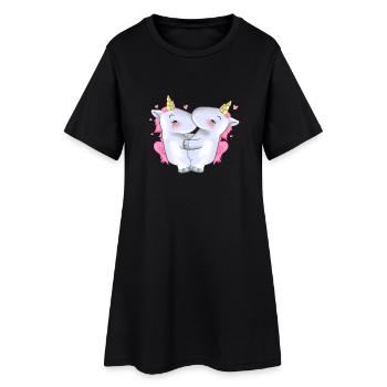 Beste Freunde EInhörner - Frauen T-Shirt-Kleid - Schwarz - Vorne