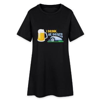 Bier und Märoboter - ein Traum - Frauen T-Shirt-Kleid - Schwarz - Vorne