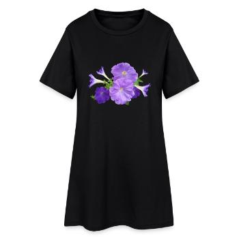 petunia petunia flowers flowers garden garden - Women’s T-Shirt Dress - black - Front