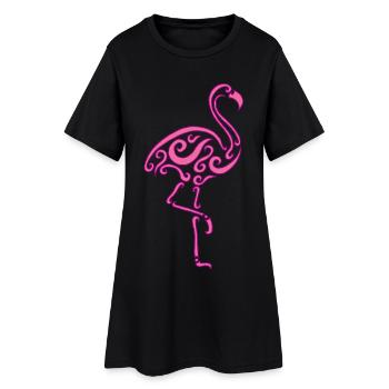 Flamant rose - Robe T-shirt Femme - noir - Devant