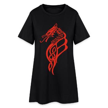 Grand dragon celtique rouge - Robe T-shirt Femme - noir - Devant
