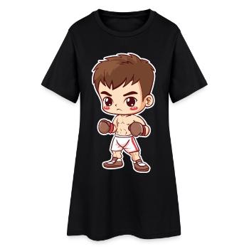 Kickboxer garçon style dessin animé - Robe T-shirt Femme - noir - Devant