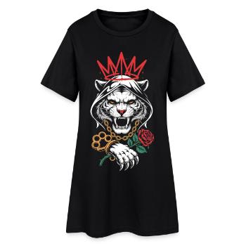 Gangster Tiger Crown Streetwear - Robe T-shirt Femme - noir - Devant