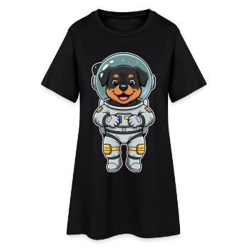 Chien Rottweiler Astronaute Espace Couleur - Robe T-shirt Femme - noir - Devant