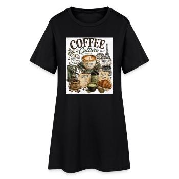 Kaffeekultur Paris Café Collage - Frauen T-Shirt-Kleid - Schwarz - Vorne