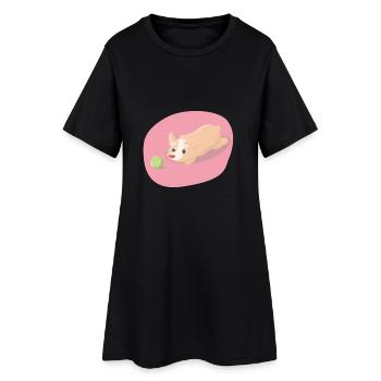 Chien avec ballon de jeu - Robe T-shirt Femme - noir - Devant