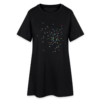 Konfetti - Frauen T-Shirt-Kleid - Schwarz - Vorne
