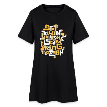 stopkillingyaself_3f - Robe T-shirt Femme - noir - Devant