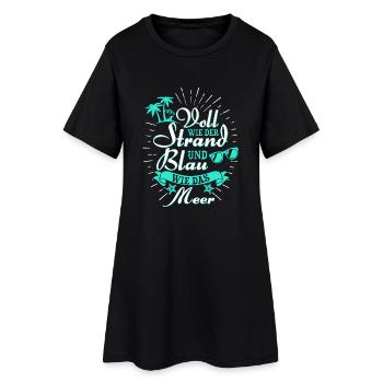 Plein comme la plage et bleu comme la mer - Robe T-shirt Femme - noir - Devant