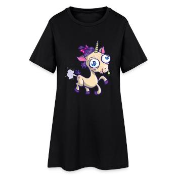 Hässliches Einhorn - Frauen T-Shirt-Kleid - Schwarz - Vorne