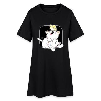 Hund koreanisch - japanischer Stil 12 - Frauen T-Shirt-Kleid - Schwarz - Vorne
