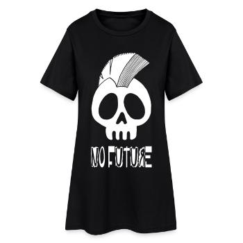 White punk skull - Women’s T-Shirt Dress - black - Front