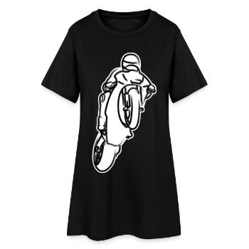 Wheelie extrême avec moto à la course - B/W - Robe T-shirt Femme - noir - Devant