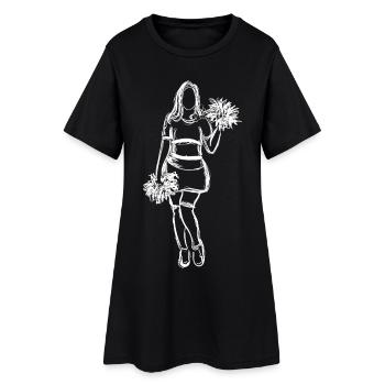 Dessin de pom-pom girl - Robe T-shirt Femme - noir - Devant