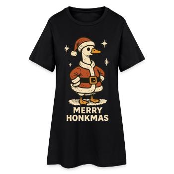 Oie de Noël Joyeux Honkmas Drôle de Noël en famille - Robe T-shirt Femme - noir - Devant