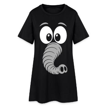 Éléphant | Déguisement de carnaval en costume de grand visage - Robe T-shirt Femme - noir - Devant