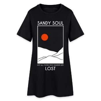 Déserts de sable / dunes de sable avec un soleil rouge - Robe T-shirt Femme - noir - Devant
