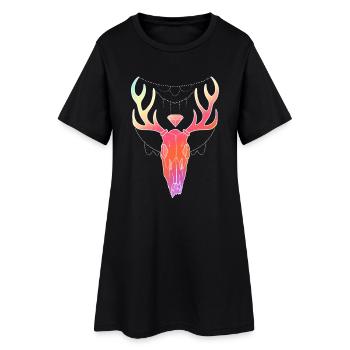 Hirschgeweih Schädel Lineart-Design - Frauen T-Shirt-Kleid - Schwarz - Vorne