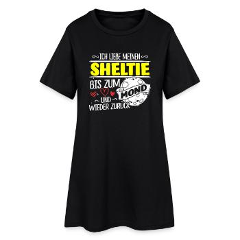SHELTIE - Mond - Frauen T-Shirt-Kleid - Schwarz - Vorne