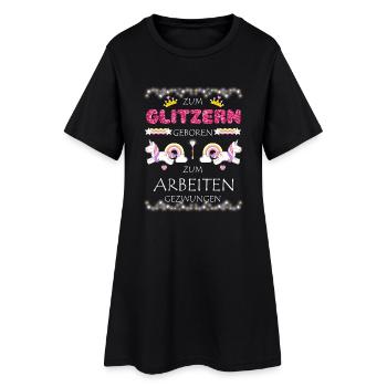 Einhorn zum Arbeiten gezwungen - Frauen T-Shirt-Kleid - Schwarz - Vorne