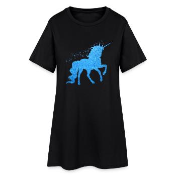 La licorne pailleté bleu - Robe T-shirt Femme - noir - Devant