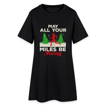 May all your Miles be Merry Running Geschenk Gift - Frauen T-Shirt-Kleid - Schwarz - Vorne
