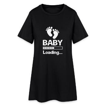 Baby loading - Frauen T-Shirt-Kleid - Schwarz - Vorne