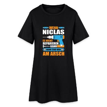 NICLAS Name Geschenk Reparatur reparieren - Frauen T-Shirt-Kleid - Schwarz - Vorne