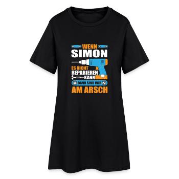 SIMON Name Geschenk Reparatur reparieren - Frauen T-Shirt-Kleid - Schwarz - Vorne