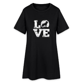 Fuchs Love Fox - Frauen T-Shirt-Kleid - Schwarz - Vorne