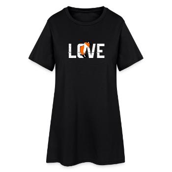 Fuchs Love Fox - Frauen T-Shirt-Kleid - Schwarz - Vorne