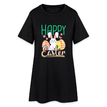 Happy easter gift easter bunny easter eggs cartoon - Women’s T-Shirt Dress - black - Front