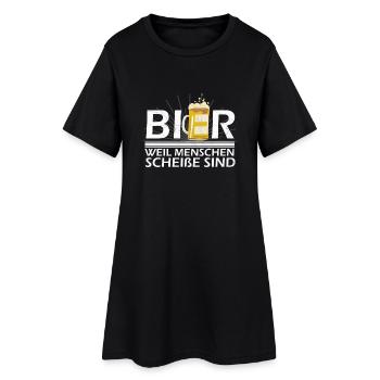 Bier weil Menschen scheiße sind - Frauen T-Shirt-Kleid - Schwarz - Vorne